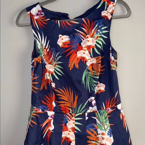 Talbots Blue and White Scoop Neck Tropical Sundress - Picture 6 of 11